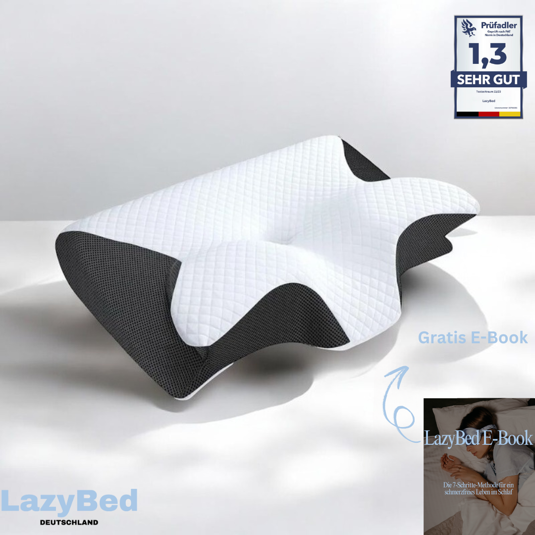 LazyBed™ Wach endlich ohne Nackenschmerzen auf jede Nacht, ganz ohne Schmerzmittel.