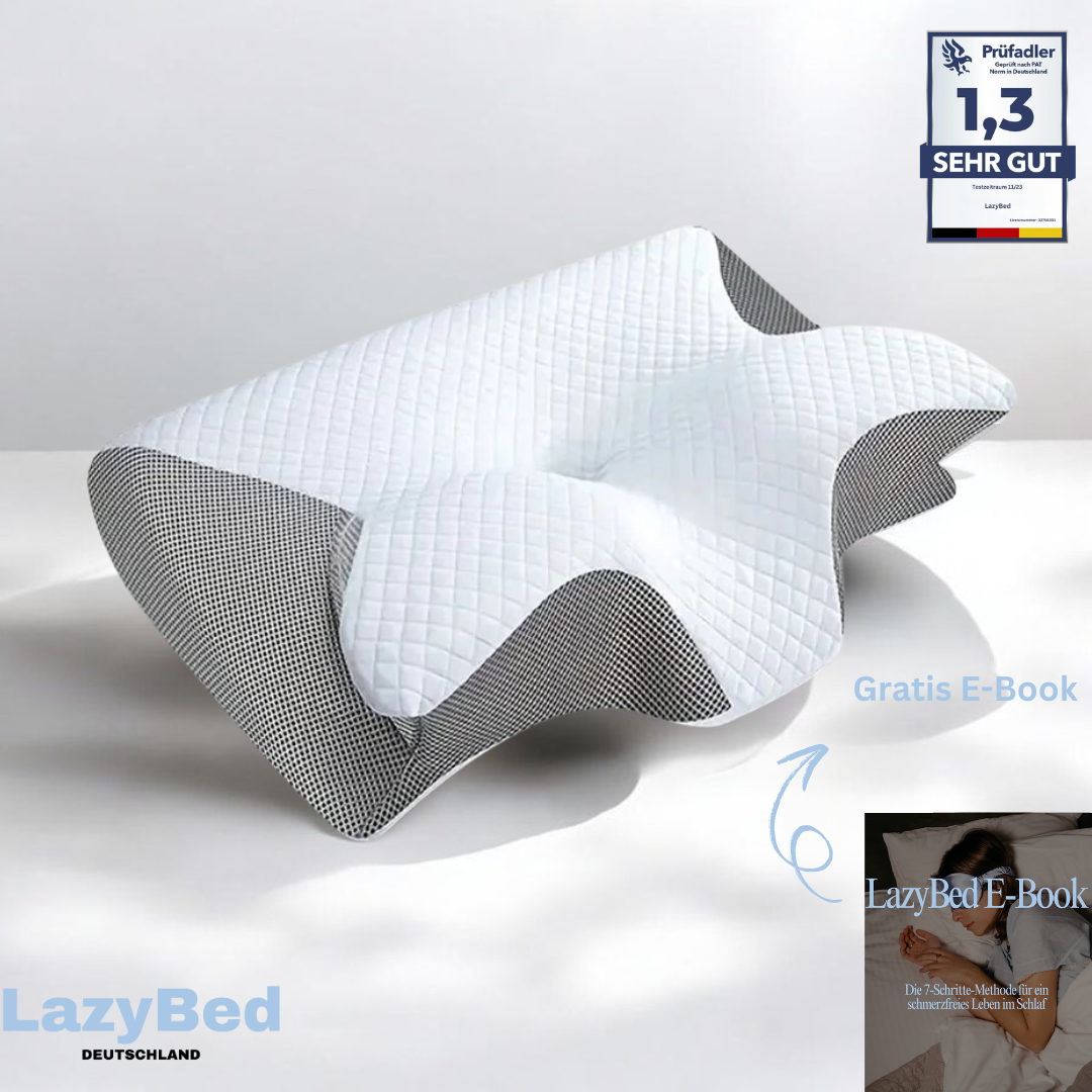 LazyBed™ Wach endlich ohne Nackenschmerzen auf jede Nacht, ganz ohne Schmerzmittel.
