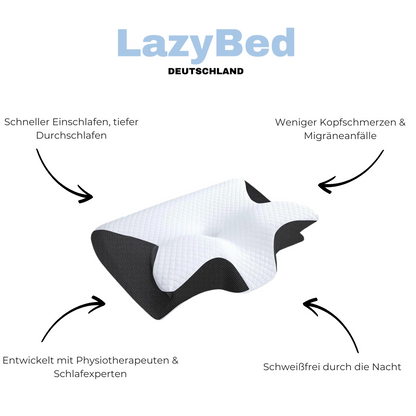 LazyBed™ Wach endlich ohne Nackenschmerzen auf jede Nacht, ganz ohne Schmerzmittel.