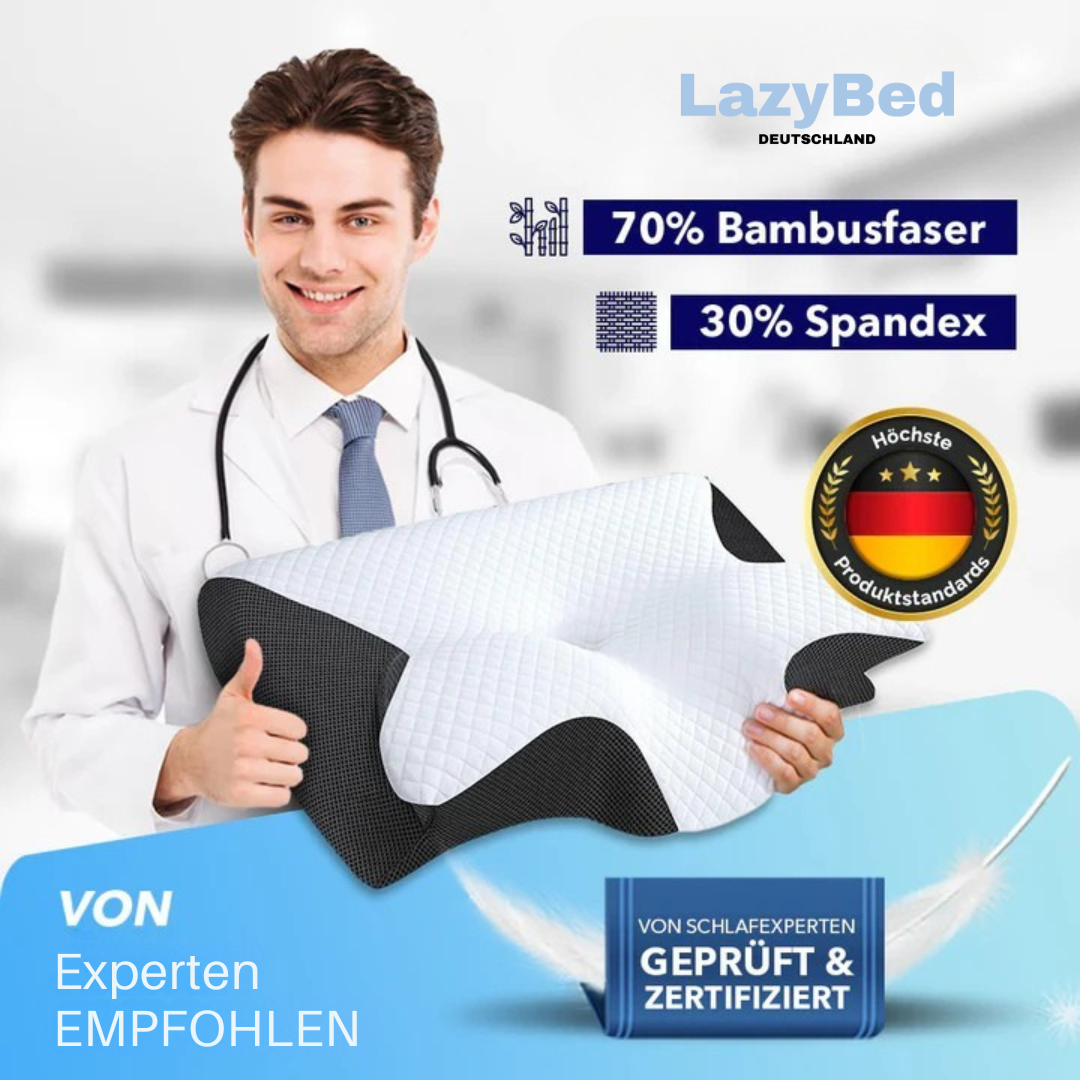 LazyBed™ Wach endlich ohne Nackenschmerzen auf jede Nacht, ganz ohne Schmerzmittel.