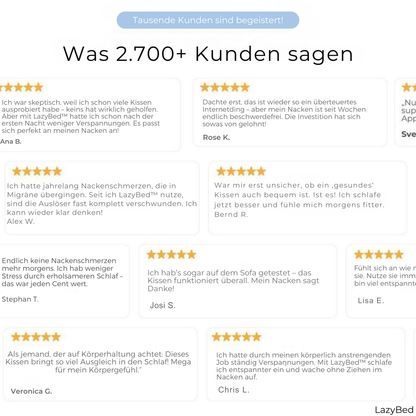LazyBed™ Wach endlich ohne Nackenschmerzen auf jede Nacht, ganz ohne Schmerzmittel.